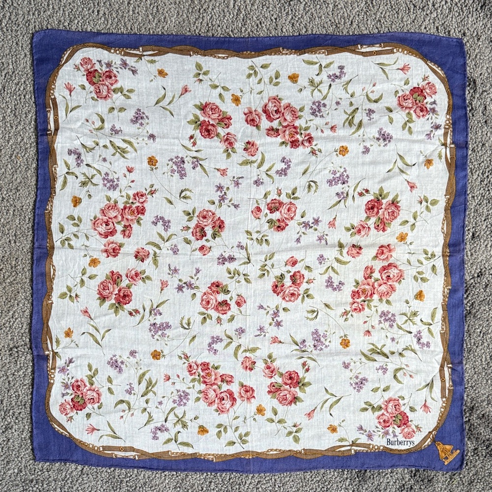 Vintage Burberrys Floral Pattern Small Scarf/Handkerchief